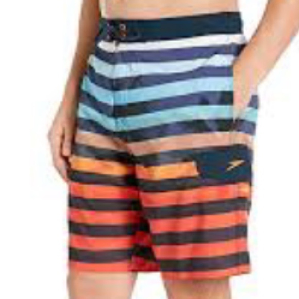 SPEEDO Men's Swim Trunk Knee Length Boardshort E-Board Striped | S